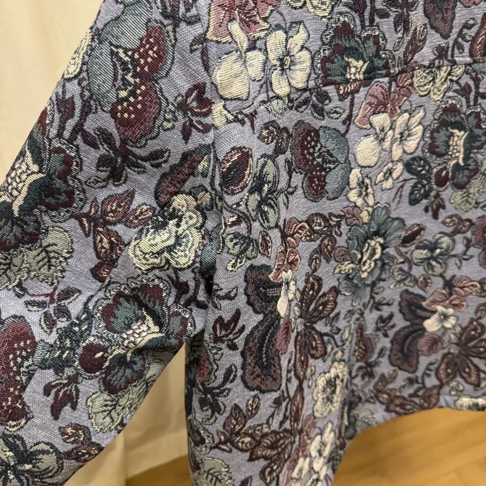 Zara Men's Floral Jacket - Blue and Cream - Picture 10 of 13